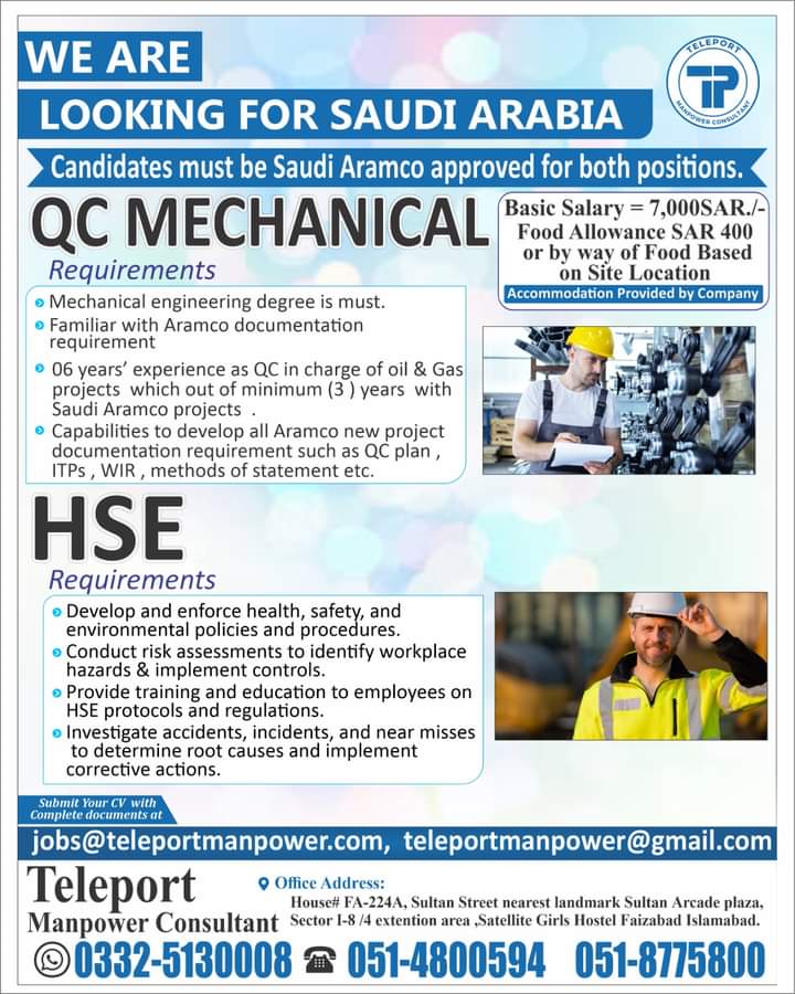 Mechanical qc jobs in saudi arabia