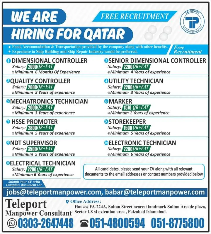 Qatar free work visa job